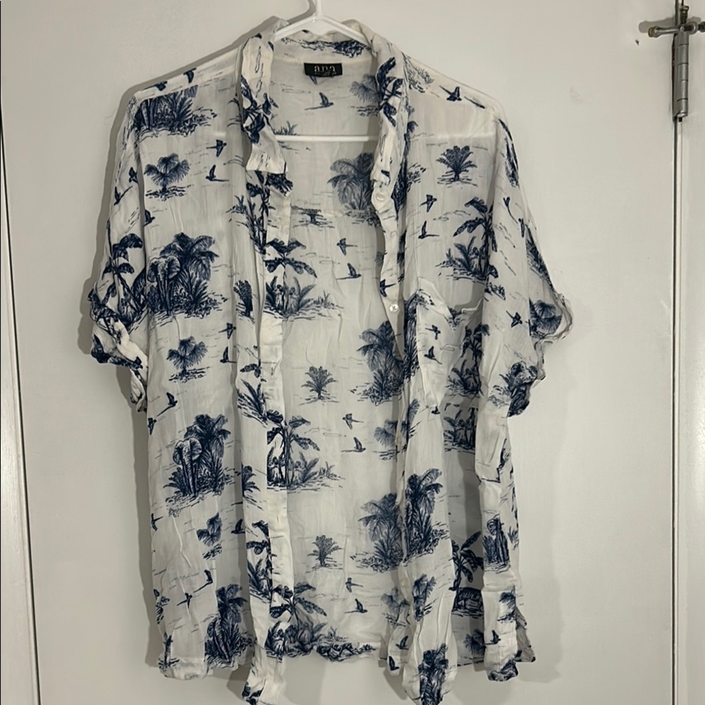 a.n.a Blue and White Button Down Shirt
